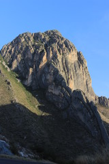 Beautiful monolite/mountain in the middle of the roadway near Monterrey, Mexico