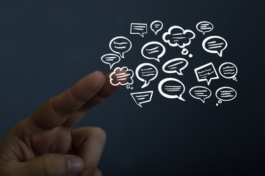 speech bubbles. People Chatting. 3d illustration of a communication concept, relating to feedback 3d