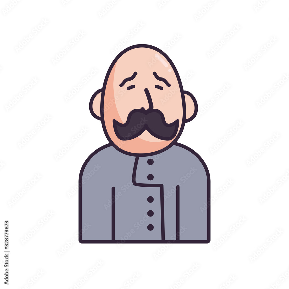 Poster isolated avatar man with mustache fill style icon vector design