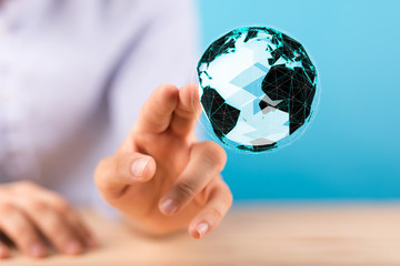 Human Hand Holding The World In Hands.