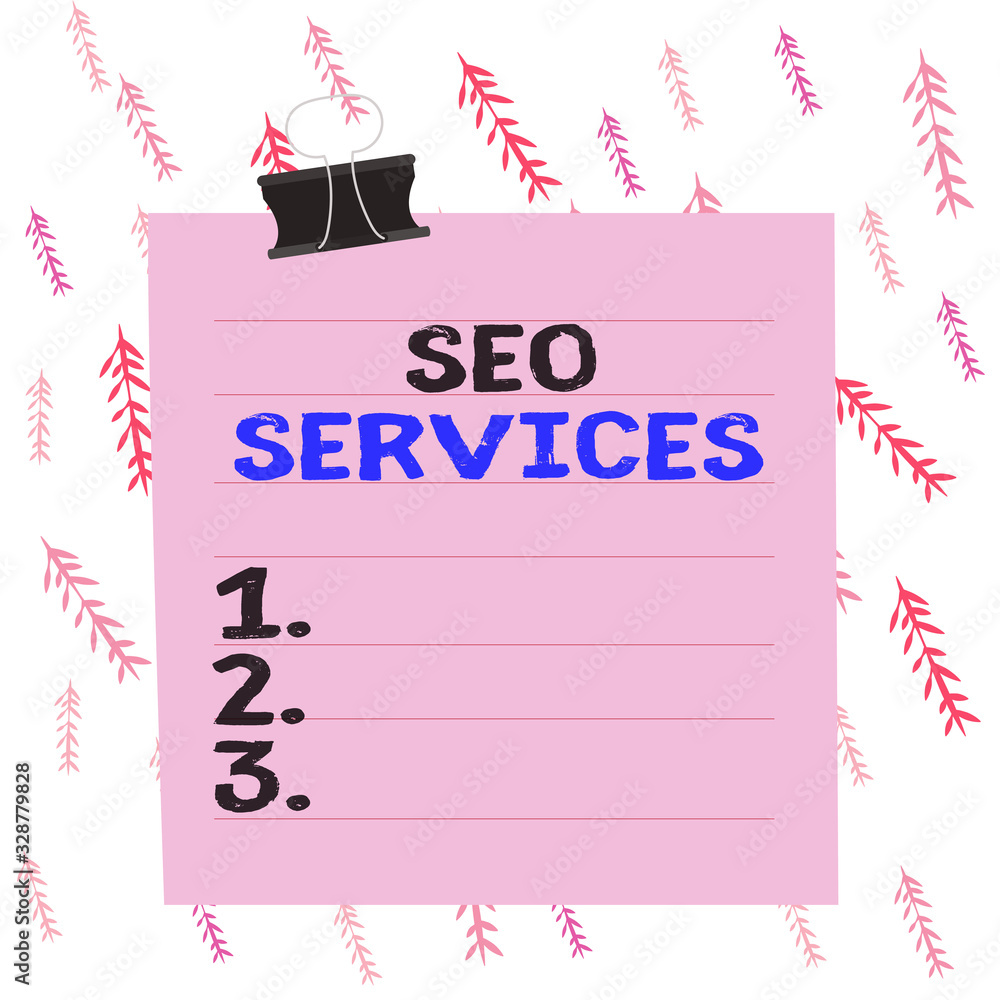 Poster handwriting text writing seo services. conceptual photo suite of techniques and procedures to surge 