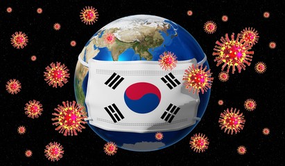 Fototapeta premium Global pandedmic coronavirus/ flu outbreak - South Korea - 3D illustration