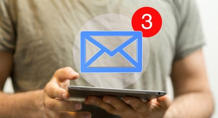 Hand Touching Email With Finger.