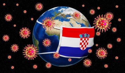 Global pandedmic coronavirus/ flu outbreak - Croatia - 3D illustration