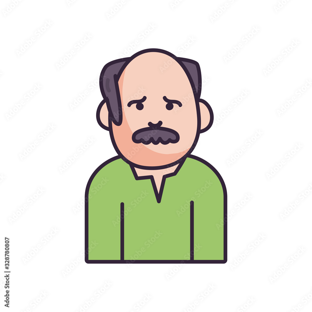 Poster isolated avatar man with mustache fill style icon vector design