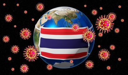 Global pandedmic coronavirus/ flu outbreak - Thailand - 3D illustration