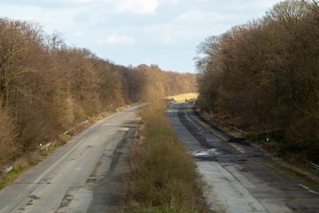 closed A4 highway, motorway nearby Hambach