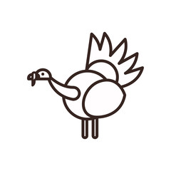Cute turkey cartoon line style icon vector design
