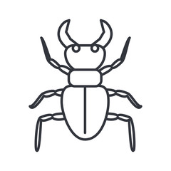 beetle deer icon, line detail style