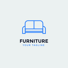 Abstract furniture logo design concept. Symbol and icon of chairs, sofa, tables, and home furnishings