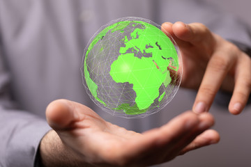 Hand Holding World digital 3d.
