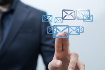 Hand Touching Email With Finger.