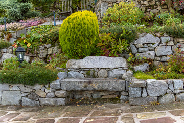 garden and bench