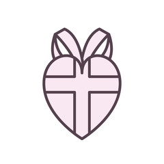 heart gift line style icon vector design