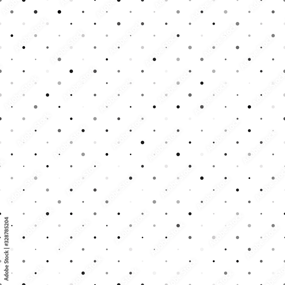 Poster seamless polka dot pattern. grey dots in random sizes on white background. vector illustration