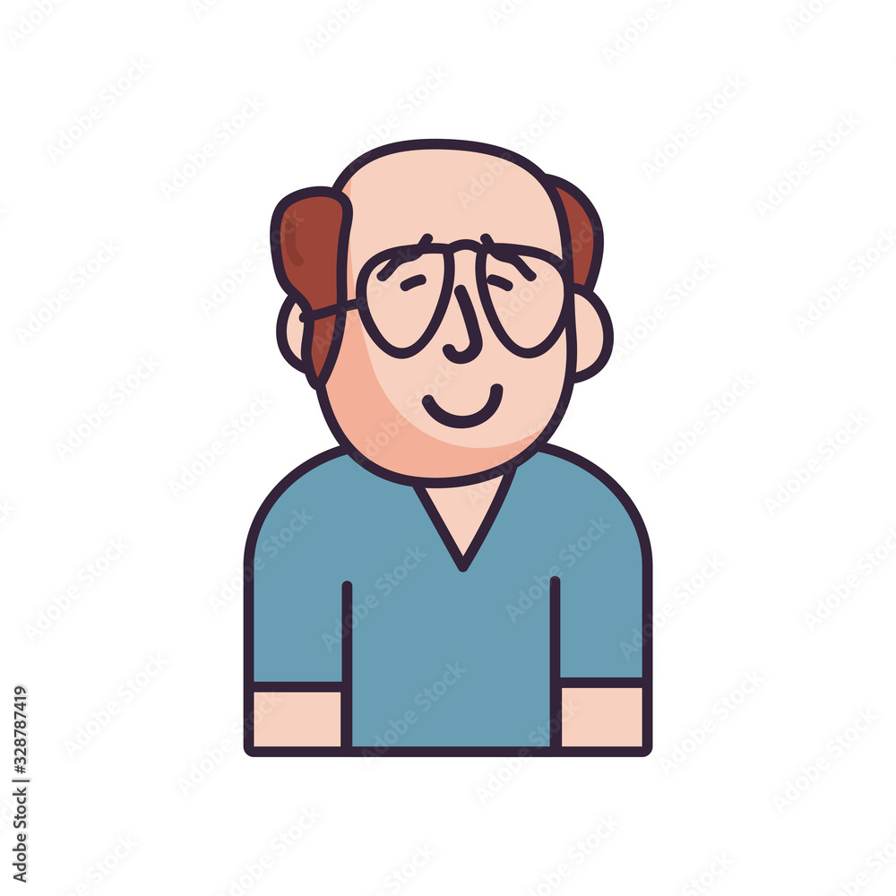 Poster isolated avatar man with glasses fill style icon vector design