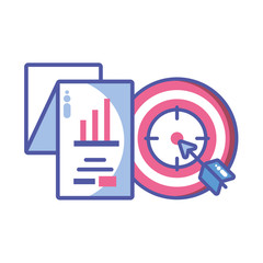reports with digital objects in white background
