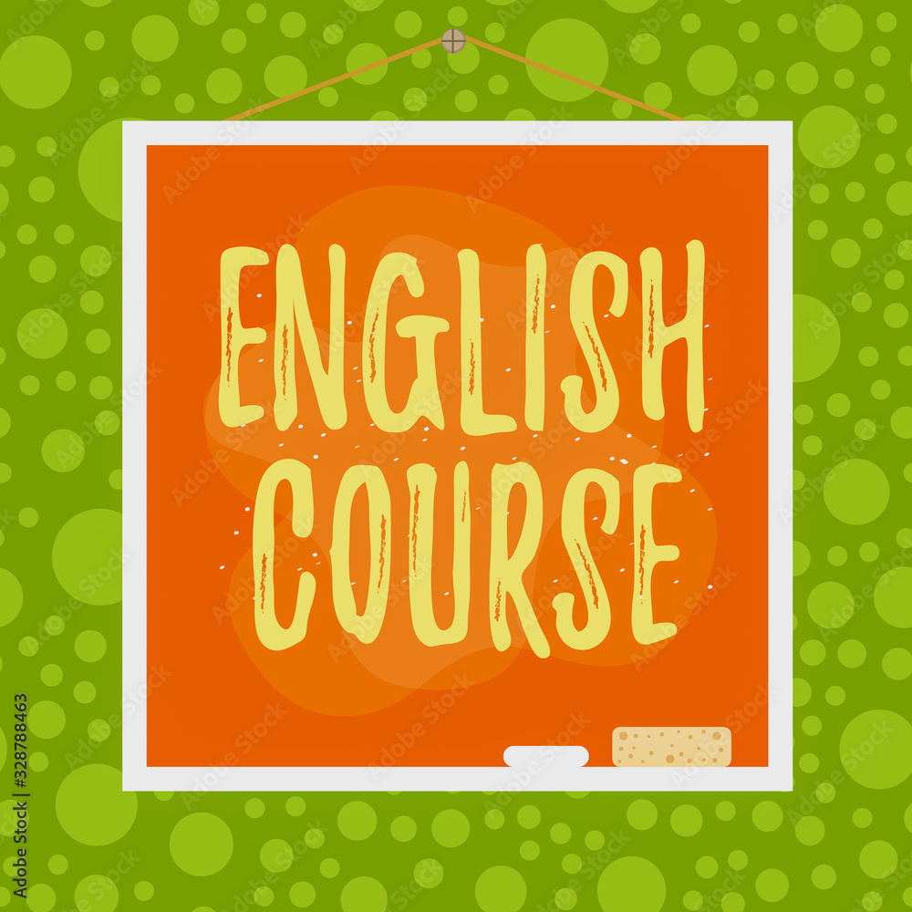 Poster text sign showing english course. business photo showcasing courses cover all levels of speaking and