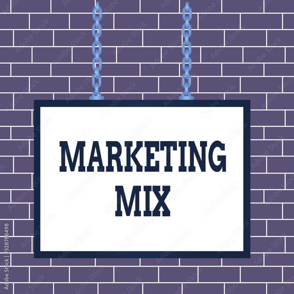 Poster text sign showing marketing mix. business photo showcasing set of actions uses to promote the brand 