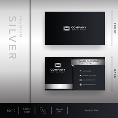 Silver Business Card Template. Card Name Design
