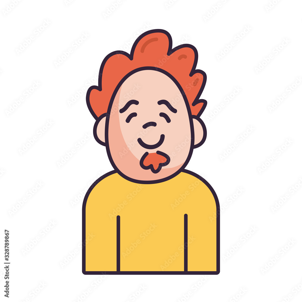 Poster isolated avatar man with mustache fill style icon vector design