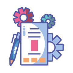 reports with digital objects in white background