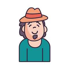 Isolated avatar man with mustache and hat fill style icon vector design