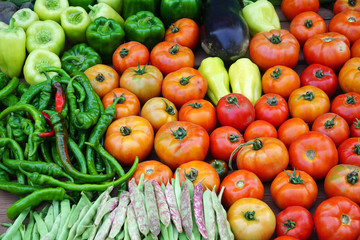 close up on various colorful fresh vegetables