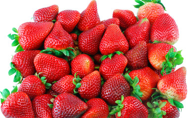 fresh strawberry pile in harvest season as food background