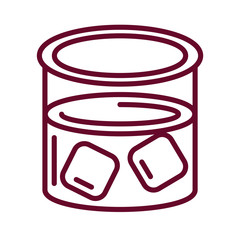 whisky glass with ice cubes icon, line style design