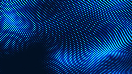 Obraz premium Kropka niebieska fala światła ekranu gradientu tekstury tła. Streszczenie technologia duże tło cyfrowe danych. Renderowanie 3d.