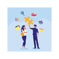 people of business with puzzle piece , teamwork