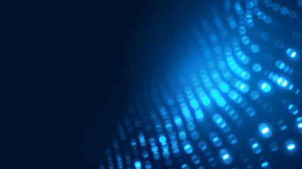 Dot blue wave light screen gradient texture background. Abstract ai technology big data digital background. 3d rendering.