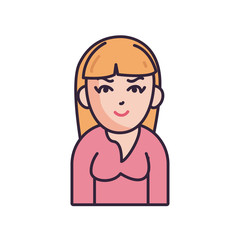 Isolated avatar woman with blouse fill style icon vector design