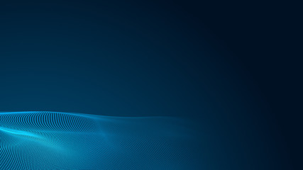 Dot blue wave light screen gradient texture background. Abstract  technology big data digital background. 3d rendering.