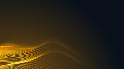 Dot orange wave light screen gradient texture background. Abstract  technology big data digital background. 3d rendering.