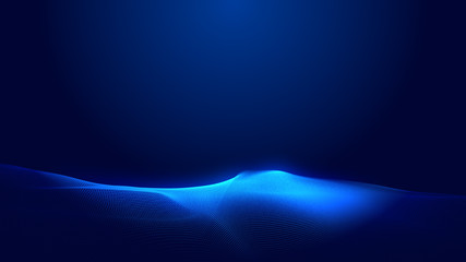 Dot blue wave light screen gradient texture background. Abstract  technology big data digital background. 3d rendering.