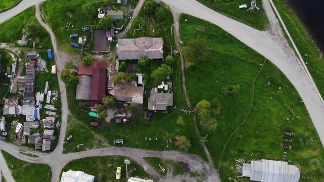 Smooth cinematic flight over the Solovetsky monastery during a beautiful sunset. Solovetsky monastery is an old Russian Orthodox Church monastery, located on the Islands of the White sea at the North 