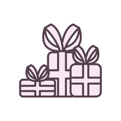 Gifts with bowties line style icon vector design