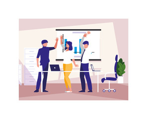 group of people business in the work office, coordinated work in friendly team in the office