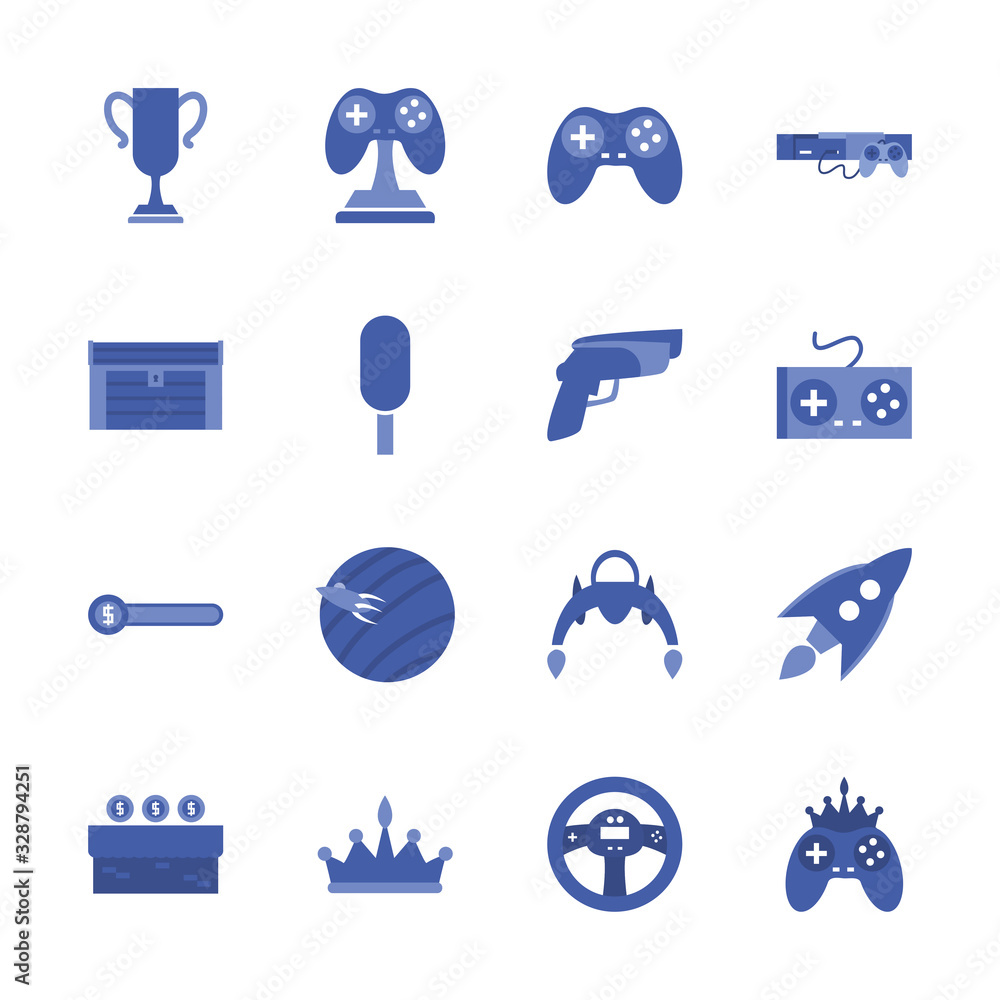 Poster isolated videogame line style icon set vector design
