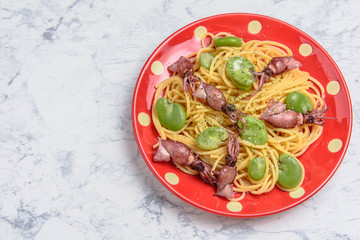 ホタルイカとそら豆のパスタ