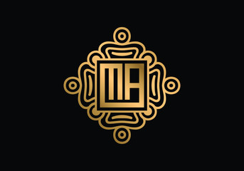 Initial Letter M A Logo design vector template with ornament elements