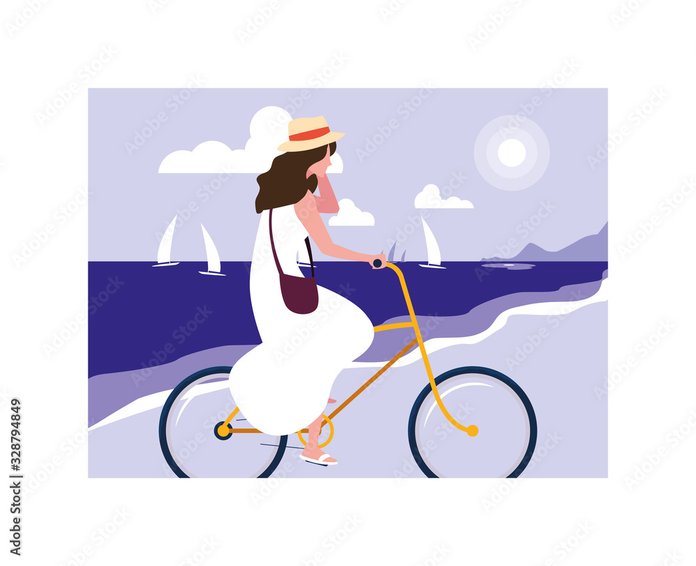 Canvas Prints woman with bicycle, woman with healthy lifestyle