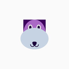 Cat's face in flat design style. Cute kitty. animal's head logo. Flat vector illustration, isolated on white background.