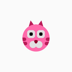 Cat's face in flat design style. Cute kitty. animal's head logo. Flat vector illustration, isolated on white background.