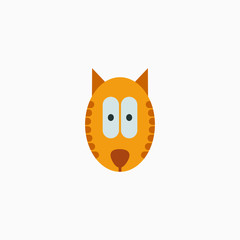 Cat's face in flat design style. Cute kitty. animal's head logo. Flat vector illustration, isolated on white background.