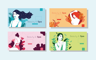 bundle of beauty and spa cards with woman figures