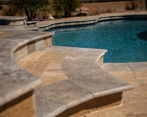Travertine pool and spa