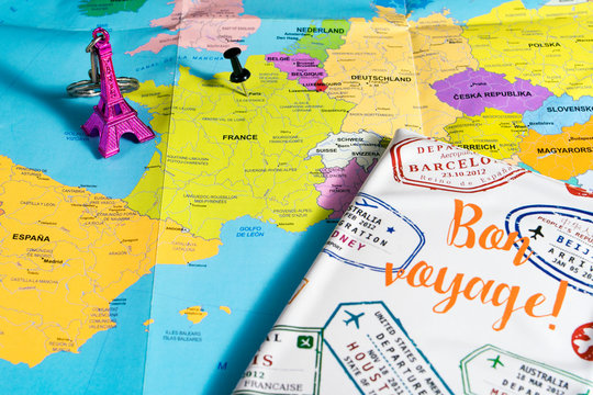 destination map paris (france, europe)